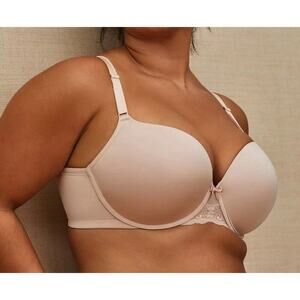 Torrid Size 40DDD Lightly Lined Balconette Underwired Push Up T-Shirt Beige NEW